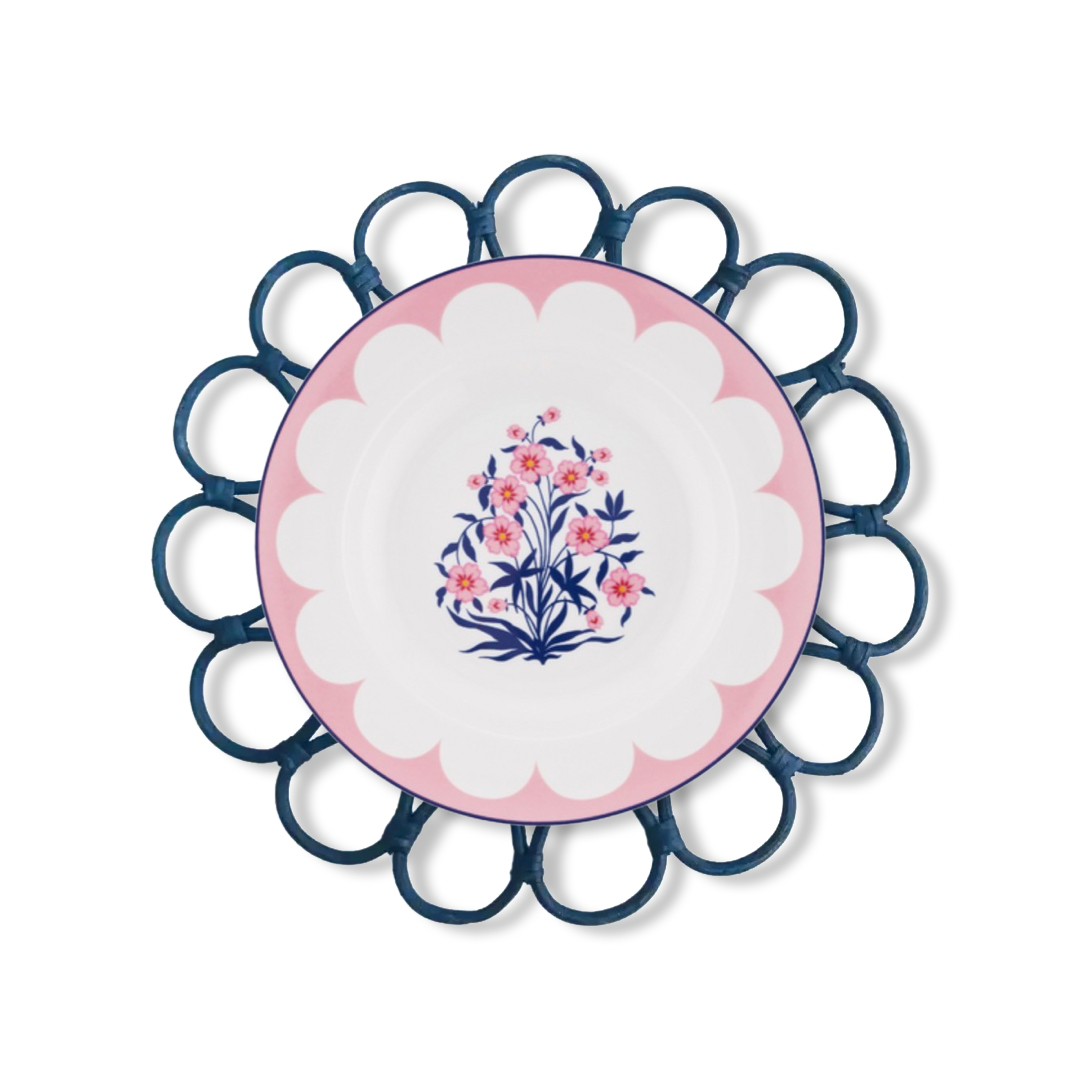 Rattan Blue Charger Plate